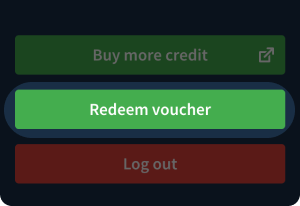 Redeem voucher button highlighted in the Account view.