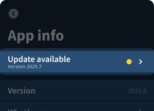 Update available in the App info view.